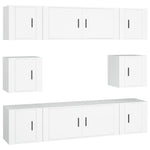 8 Piece TV Cabinet Set White Engineered Wood 3188670