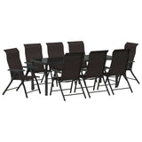 Garden Dining Set 9 pcs Black Coffee Powder-Coated Steel 3379274