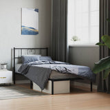 Metal Bed Frame without Mattress with Headboard Black 80x200cm 355454