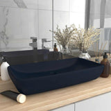 Luxury Basin Rectangular Matt Dark Blue 71x38 cm Ceramic 146957