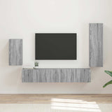 TV Cabinet Set Wall-mounted 4 pcs Grey Sonoma Engineered Wood 3409012