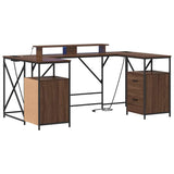 Desk with Drawer Brown Oak 182 x 101 x 87.5 cm Engineered Wood 3376140