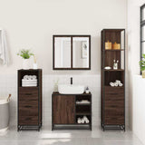 4 Piece Bathroom Furniture Set Brown Oak Engineered Wood 3301269