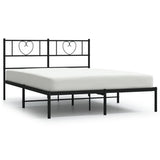 Metal Bed Frame without Mattress with Headboard Black 140x200cm 355464