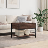 Coffee Table Brown Oak 70x50x50 cm Engineered Wood and Metal 845345