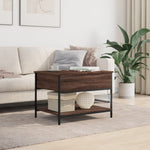 ZNTS Coffee Table Brown Oak 70x50x50 cm Engineered Wood and Metal 845345