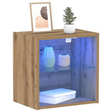 Floating Shelf with LED Light 2 pcs Brown 40 x 28.5 x 40 cm 863093