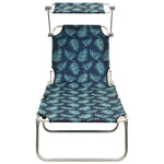 ZNTS Folding Sun Lounger with Canopy Leaf Print Aluminium 310364