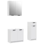 ZNTS 3 Piece Bathroom Cabinet Set White Engineered Wood 3115868