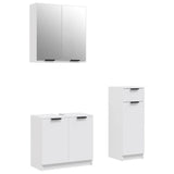 ZNTS 3 Piece Bathroom Cabinet Set White Engineered Wood 3115868