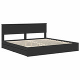 Storage Bed with Headboard Black 200 x 200 cm Engineered Wood 3410764