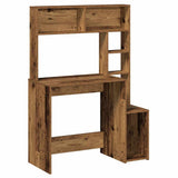 Desk with Shelves Old Wood 100x45x140 cm Engineered Wood 860443