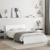 Bed Frame White Engineered Wood Double Robust Bed Frame 3207504