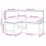 Garden Corner Bench Brown 140 x 100 x 91cm Solid Acacia wood 4107150