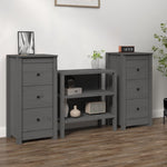 Sideboards 2 pcs Grey 40x35x80 cm Solid Wood Pine 813744