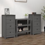 Sideboards 2 pcs Grey 40x35x80 cm Solid Wood Pine 813744