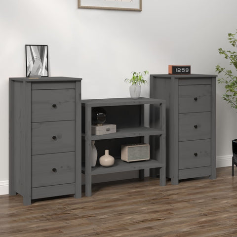 Sideboards 2 pcs Grey 40x35x80 cm Solid Wood Pine 813744