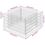 Gabion Raised Bed Silver Galvanised steel 90x90x50 cm Heavy Duty 143557
