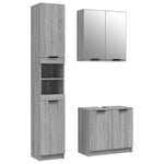 ZNTS 3 Piece Bathroom Cabinet Set Grey Sonoma Engineered Wood 3115882