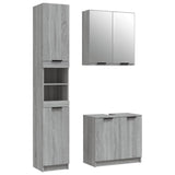 ZNTS 3 Piece Bathroom Cabinet Set Grey Sonoma Engineered Wood 3115882
