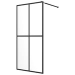 ZNTS Walk-in Shower Wall with Shelf Black 100x195 cm ESG Glass&Aluminium 3185468