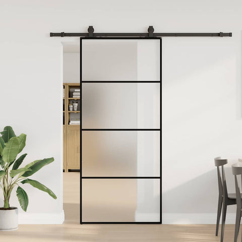Sliding Door with Hardware Set Black 90x205 cm ESG Glass 3375859