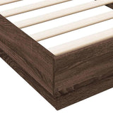 Bed Frame without Mattress with LED Lights Brown Oak 100x200 cm 839510