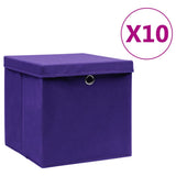 Storage Boxes with Covers 10 pcs 28x28x28 cm Purple 325214