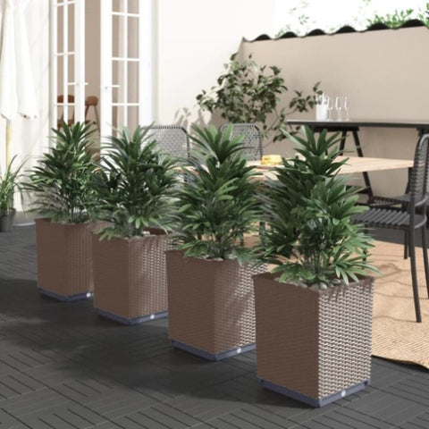 ZNTS Planters 4 pcs Brown 30x30x37 cm Polypropylene 364189