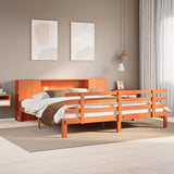 ZNTS Bookcase Bed without Mattress Wax Brown 180x200 cm Super King Solid Wood Pine 3322727