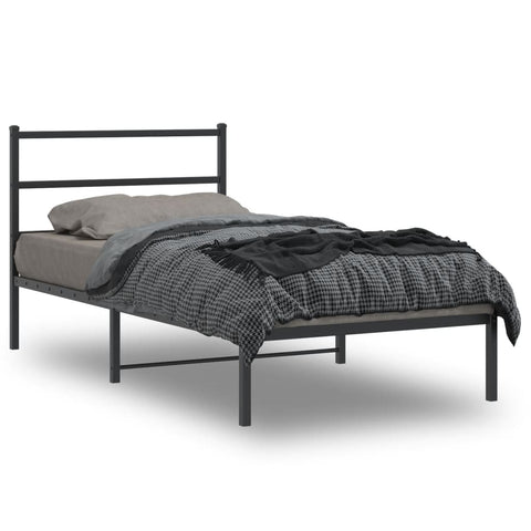 Metal Bed Frame without Mattress with Headboard Black 100x190cm 355359
