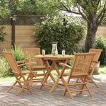 5 Piece Garden Dining Set Solid Teak Wood 3059582