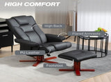 Faux Leather Manual Recliner and Footstool Set - Black T3398P343628