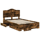 Bed Frame with Drawer Smoked Oak 120 x 190 cm Engineered Wood 3413634