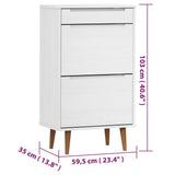 Shoe Cabinet MOLDE White 59,5x35x103 cm Solid Wood Pine 350526
