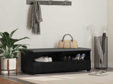 Hall Bench with Cushion with Drawer Black Oak 100 x 38 x 46 cm 891465