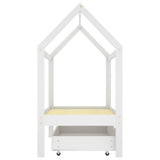 Kids Bed Frame with a Drawer White Solid Pine Wood 70x140 cm 322139