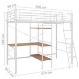 Bunk Bed with Table without Mattress White Metal 90x200 cm 287906
