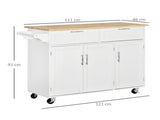 Kitchen Island Utility Cart, with 2 Storage Drawers & Cabinets for Dining Room, White T3398P344624