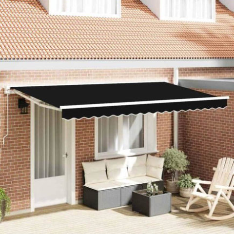 Retractable Awning Manual Black 400x200 cm Fabric 3329853