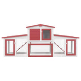 Outdoor Large Rabbit Hutch Red and White 201x45x85 cm Wood 170845