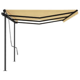 Manual Retractable Awning with Posts 6x3 m Yellow and White 3070198