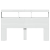 Headboard Cabinet with LED White 160x17x102 cm 839203