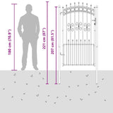 Fence Gate with Spear Top with Lock Grey 103 x 175 cm Steel 42009041
