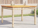 Garden Table Beige 80x80x75 cm Poly Rattan Acacia Wood 366275