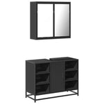 ZNTS 2 Piece Bathroom Furniture Set Black Engineered Wood 3300910