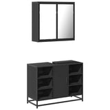 ZNTS 2 Piece Bathroom Furniture Set Black Engineered Wood 3300910