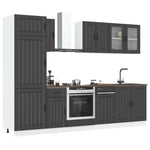 ZNTS 8 Piece Kitchen Cabinet Set Kalmar Black Engineered Wood 3314802