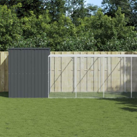 Dog House with Run Anthracite 214x1069x181 cm Galvanised Steel 3189135