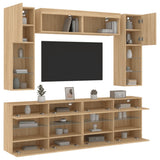 6 Piece TV Wall Cabinet Set with LED Lights Sonoma Oak 3216799